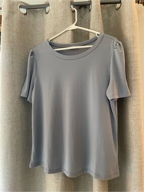 Women's Crewneck Short Sleeve Blouse — Dusty Blue